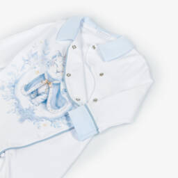 Sofija-Boys White Cotton Tiger Print Babygrow | Childrensalon