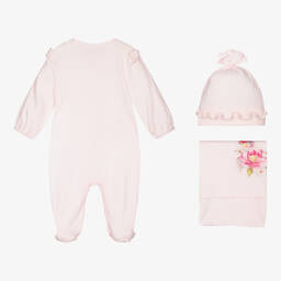 Sofija-طقم أفرول بيبي غرو قطن لون زهري للمولودات | Childrensalon