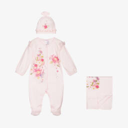 Sofija-طقم أفرول بيبي غرو قطن لون زهري للمولودات | Childrensalon