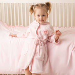 Sofija-Girls Pink Cotton Towelling Bathrobe | Childrensalon