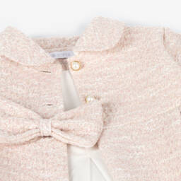 Sofija-معطف قطن تويد لون زهري فاتح للبنات الرضع | Childrensalon