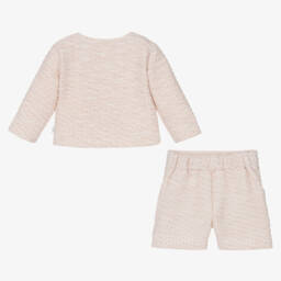 Sofija-طقم شورت قطن تويد لون زهري فاتح للبنات الرضع | Childrensalon