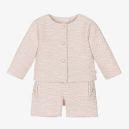 Sofija-طقم شورت قطن تويد لون زهري فاتح للبنات الرضع | Childrensalon