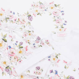 Sofija-Girls White Floral Cotton Babysuit Set | Childrensalon