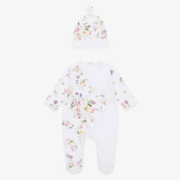 Sofija-Girls White Floral Cotton Babysuit Set | Childrensalon