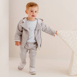 Sofija-Grey Cotton Baby Trouser Set | Childrensalon