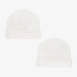 Sofija-طقم هدية بطانية وقبعة قطن لون عاجي  | Childrensalon