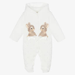 Ivory Cotton Bunny Pramsuit