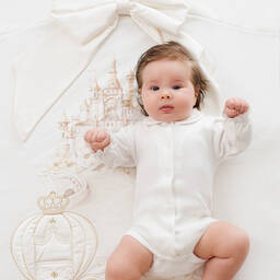 Sofija-Ivory Cotton Padded Blanket (85cm) | Childrensalon