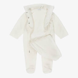 Sofija-Ivory Cotton Velour Pramsuit  | Childrensalon