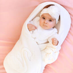 Sofija-Ivory Velour Baby Nest (69cm) | Childrensalon