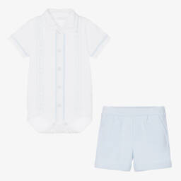 Sofija-White & Blue Shorts Set | Childrensalon