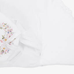 Sofija-White Cotton Baby Nest With Floral Heart Print (65cm) | Childrensalon