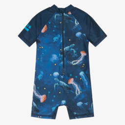 Soli Swim-Boys Blue Jellyfish & Turtle Sun Suit (UPF50+) | Childrensalon
