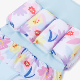Soli Swim-Girls Blue & Pink Floral Float Suit (UPF50+) | Childrensalon