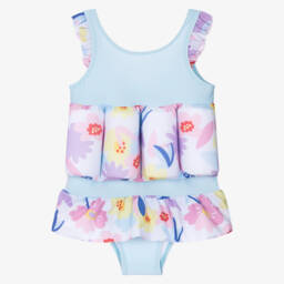 Girls Blue & Pink Floral Float Suit (UPF50+)