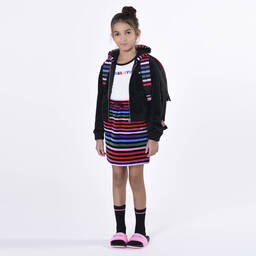 Sonia Rykiel Paris-Girls Black Striped Velour Skirt | Childrensalon