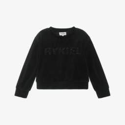 Sonia Rykiel Paris-Girls Black Velour Rhinestone Top | Childrensalon