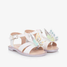 Sophia Webster Mini-Girls Glittery White Butterfly Sandals | Childrensalon