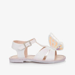 Sophia Webster Mini-Girls Glittery White Butterfly Sandals | Childrensalon