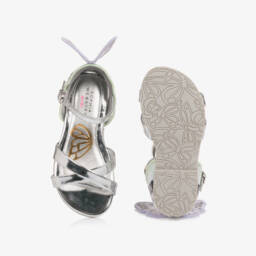 Sophia Webster Mini-Girls Silver Leather Chiara Sandals | Childrensalon