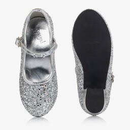 Souza-حذاء بكعب جلد صناعي لون فضّي غليتر للبنات | Childrensalon