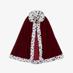 كيب "الملك والملكة" مخمل وفرو صناعي لون أحمر وأبيض