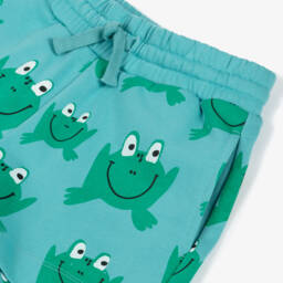 Stella McCartney Kids-Aqua Blue Cotton Frog Shorts | Childrensalon