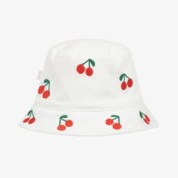 Stella McCartney Kids-Baby Girls Ivory Cotton Cherries Sun Hat | Childrensalon