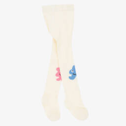 Stella McCartney Kids-Baby Girls Ivory Knitted Tights With Jelly Characters | Childrensalon