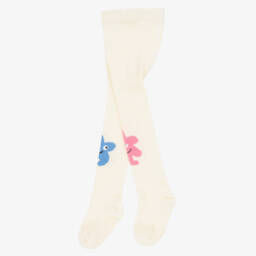 Stella McCartney Kids-Baby Girls Ivory Knitted Tights With Jelly Characters | Childrensalon