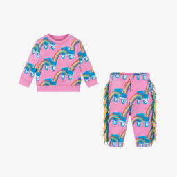 Stella McCartney Kids-Baby Girls Pink Roller Skate Cotton Tracksuit | Childrensalon