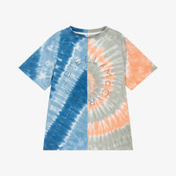 Stella McCartney Kids-Blue Organic Cotton Tie-Dye T-Shirt | Childrensalon