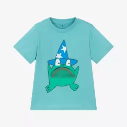 Stella McCartney Kids-Boys Aqua Blue Cotton Frog T-Shirt | Childrensalon