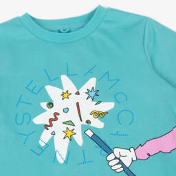 Stella McCartney Kids-Boys Aqua Blue Cotton Magic Wand T-Shirt | Childrensalon