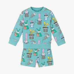 Stella McCartney Kids-Boys Blue Cotton Magic Bunnies Shorts Set | Childrensalon