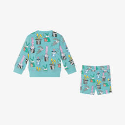 Stella McCartney Kids-Boys Blue Cotton Magic Bunnies Shorts Set | Childrensalon