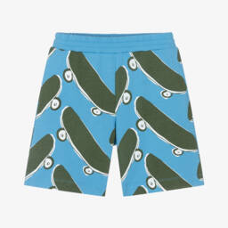 Stella McCartney Kids-Boys Blue Cotton Skateboard Shorts | Childrensalon