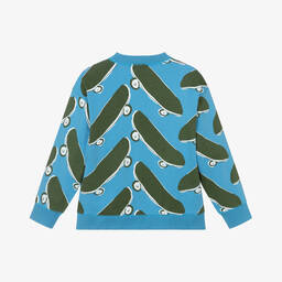 Stella McCartney Kids-Boys Blue Cotton Skateboard Sweatshirt | Childrensalon