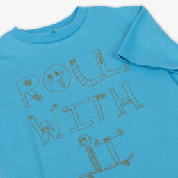 Stella McCartney Kids-Boys Blue Roll With It Cotton T-Shirt | Childrensalon