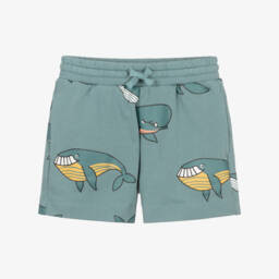 Boys Blue Whale Print Cotton Jersey Shorts