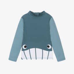 Boys Blue Whale Print Sun Protective Swim Top (UPF50+)