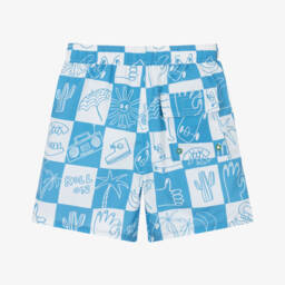 Stella McCartney Kids-Boys Blue & White Check Swim Shorts | Childrensalon