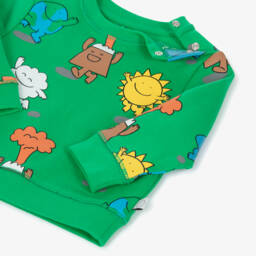 Stella McCartney Kids-Boys Bright Green Earth & Friends Cotton Sweatshirt | Childrensalon