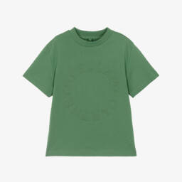 Boys Green Cotton T-Shirt with Circular Logo