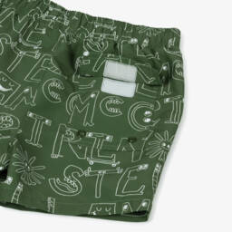 Stella McCartney Kids-Boys Green Logo Letters Swim Shorts | Childrensalon