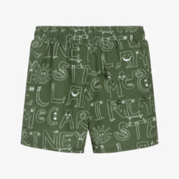 Stella McCartney Kids-Boys Green Logo Letters Swim Shorts | Childrensalon