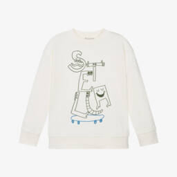Stella McCartney Kids-Boys Ivory Cotton Skates Logo Sweatshirt | Childrensalon