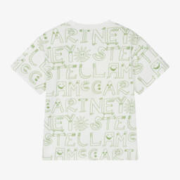 Stella McCartney Kids-Boys Ivory & Green Cotton T-Shirt | Childrensalon