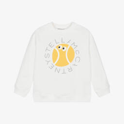 Stella McCartney Kids-Boys Ivory Tennis Ball Logo Cotton Sweatshirt | Childrensalon